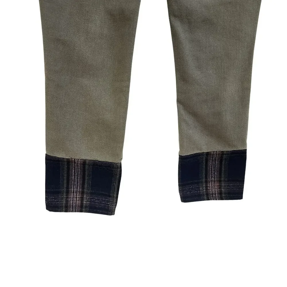 Driftwood Colette Roads End Plaid Cuff Jean Mid-Rise Slim fit Crop Green Size 26